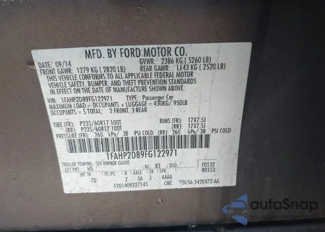 2015 Ford Taurus Se z USA, uszkodzony, nr VIN 1FAHP2D89FG122971